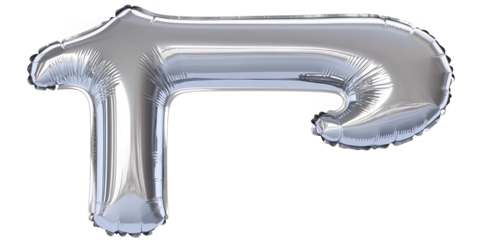 Silver Metallic T Letter Balloon Illustration Isolated on Black Background