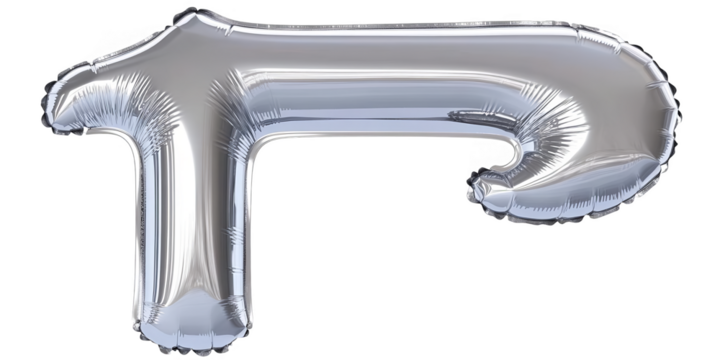 Silver Metallic T Letter Balloon Illustration Isolated on Black Background