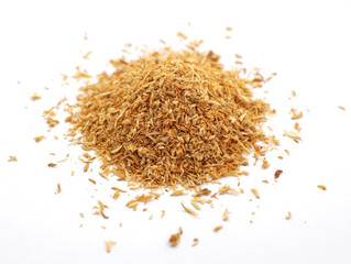 Pile of Dried Chamomile Flowers for Tea on White