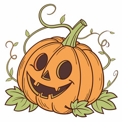 Traditional Halloween Pumpkin with Witch Hat &ndash; Classic Jack-o'-Lantern Vector Design