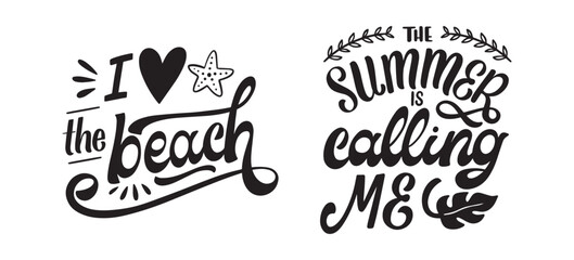 Set Summer lettering sticker 