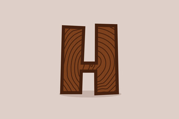 Wooden Bold Letter H Logo Design