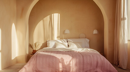 pink and white bed room 
