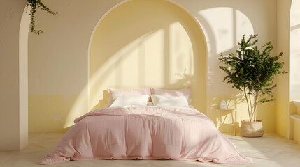 pink and white bed room 