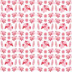 floral pattern, seamless flower background, red pink flowers, vintage flower pattern, botanical design, tropical leaves, wrapping paper design, fabric print, cute flower texture, vector floral repeat,