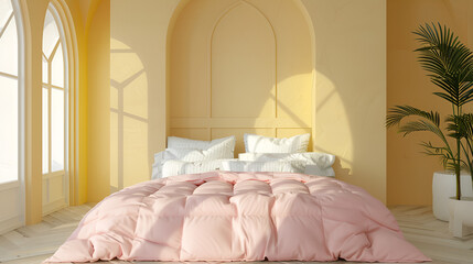 pink and white bed room 