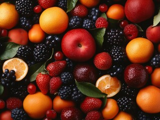Fototapeta premium A fruit orchard highlights. Generative AI