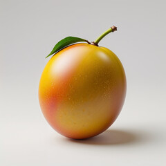 A Ripe And Juicy Mango Fruit With A Leaf On A Soft Background