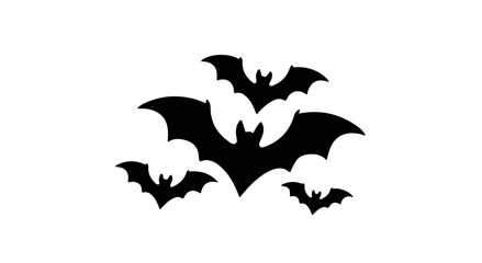 Naklejka premium Dynamic Bat Silhouettes on Crisp White Background: Spooky Elegance