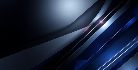 Modern black dark blue white abstract background. Minimal. Color gradient. Geometric shape. Lines stripe triangle angle 3d shadow. Design. Futuristic. Metal metallic effect.Light shine.Luxury premium