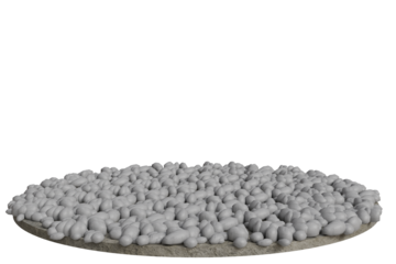 Abstract circular surface with textured, clustered, light gray, bumpy shapes