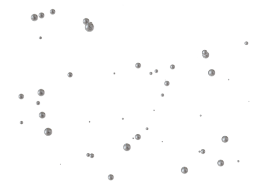 Scattered, translucent spheres against a dark background