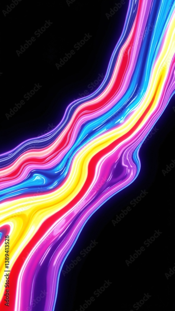 Aufkleber Dynamic abstract design with vibrant streaks, creating a modern and colorful visual effect on dark background
