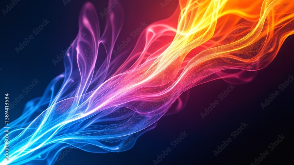 Aufkleber Dynamic abstract design with vibrant streaks, creating a modern and colorful visual effect on dark background
