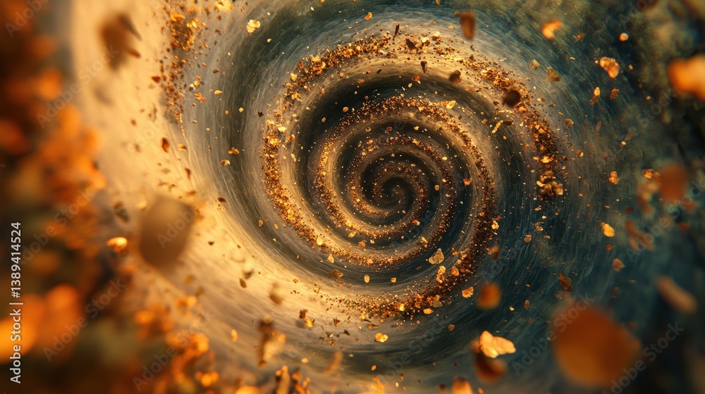 Poster mesmerizing 3d spiral of floating particles, creating a dynamic vortex effect