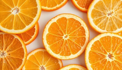 Background of oranges cut into circles of different colors and sizes.