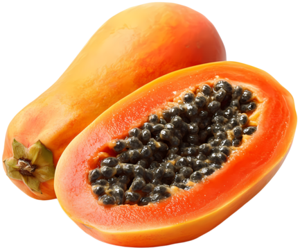 Fresh papaya with vibrant orange flesh.
