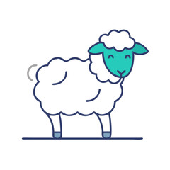 Flat minimal icon of a full-body sheep, representing farm animal, livestock, wool production, and rural nature, used in agriculture, animal care, or eco-related visual designs
