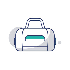Stylized illustration of a travel bag design, minimalistic vector style, featuring bold outlines and a sleek aesthetic, representing convenience for modern travelers and adventure enthusiasts.