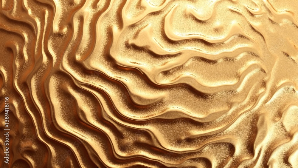 Poster Dynamic ripple effects on metallic gold and copper surfaces with varied textures and patterns