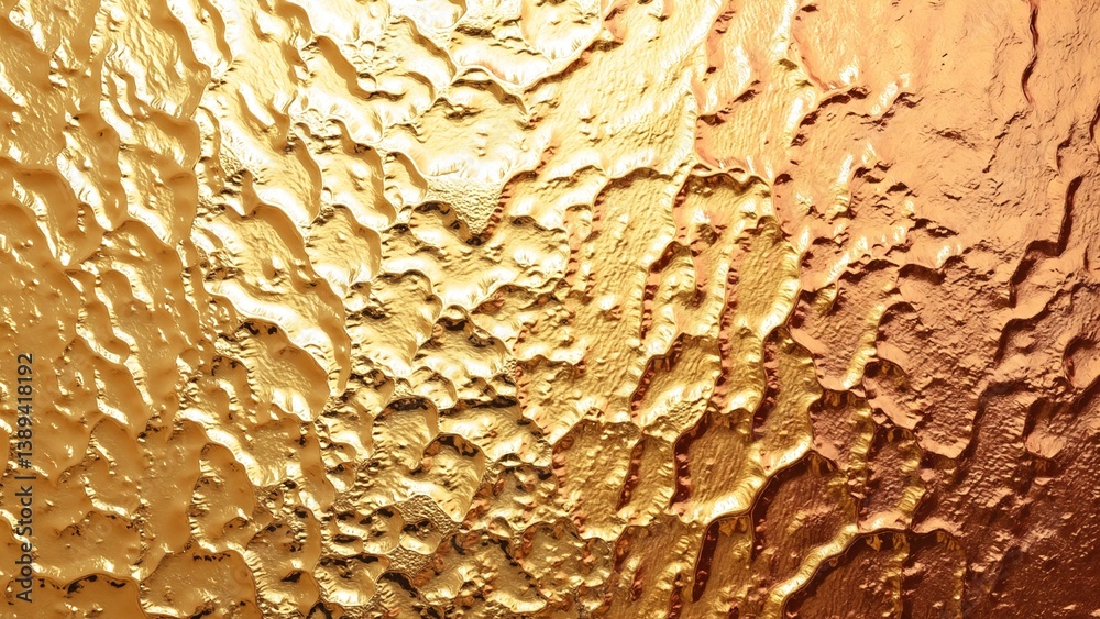Poster Dynamic ripple effects on metallic gold and copper surfaces with varied textures and patterns