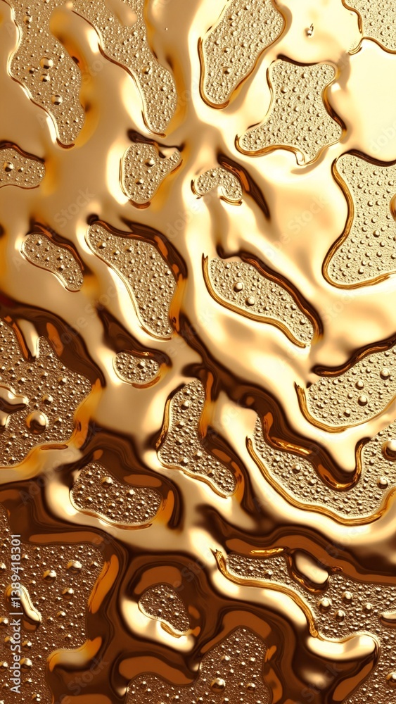 Poster Dynamic ripple effects on metallic gold and copper surfaces with varied textures and patterns