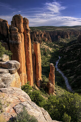 Majestic Canyon: Geological Marvel of Time-Carved Landscapes and Nature's Palette