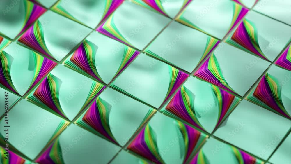 Poster colorful stacks of paper arranged in a repeating geometric pattern create a visually appealing abstr