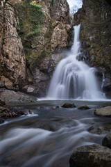 Erikli Waterfall photograph taken with long exposure. Waterfalls in Turkey. Waterfall view in the forest. Erikli Waterfall, Yalova.