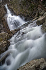 Fototapeta premium Erikli Waterfall photograph taken with long exposure. Waterfalls in Turkey. Waterfall view in the forest. Erikli Waterfall, Yalova.