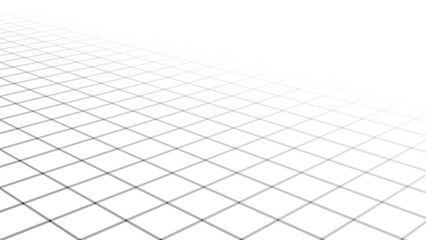 Abstract perspective background. 3D wireframe vector mesh on white background.