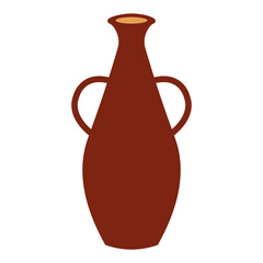 Illustration of Bohemian Ceramic Vase with Flat Design. Isolated on White Background. Vector Element