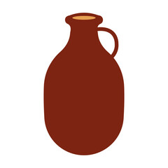 Illustration of Bohemian Ceramic Vase with Flat Design. Isolated on White Background. Vector Element