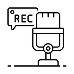 Fototapeta premium Rec Podcast vector outline icon. EPS 10 file
