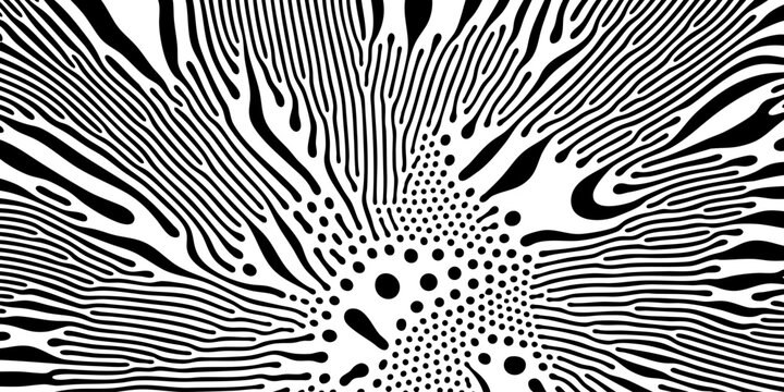 Abstract organic pattern background or diffusion reaction pattern. Vector black irregular organic lines on white background