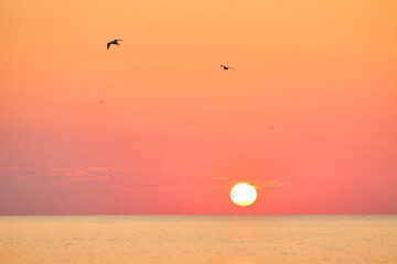 Sunrise Over a Calm Ocean Beach