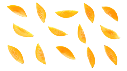 Fresh Mango Slices on Transparent Background - Vibrant and Isolated Fruit Concept Shot