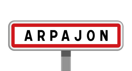 Panneau sur poteau central de ville d'Arpajon, Essonne, Île-de-France