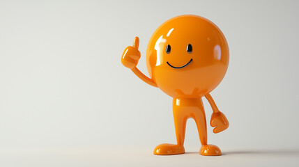 Glossy orange cartoon character giving thumbs up