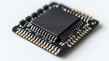 Close-up of a Microchip on a Circuit Board