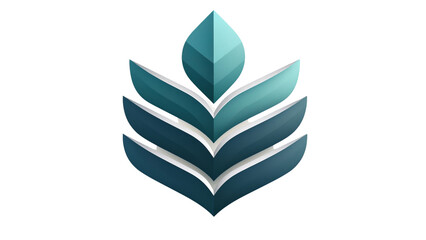 Fototapeta premium Png of Stylized blue and green logo featuring layered leaves, representing growth and nature on transparent background.