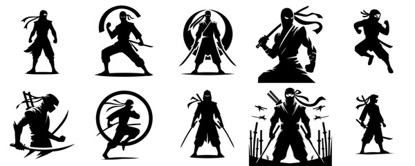 ninja silhouette vector set © LadyBeck