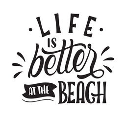 Set Monochrome lettering beach stickers collection
