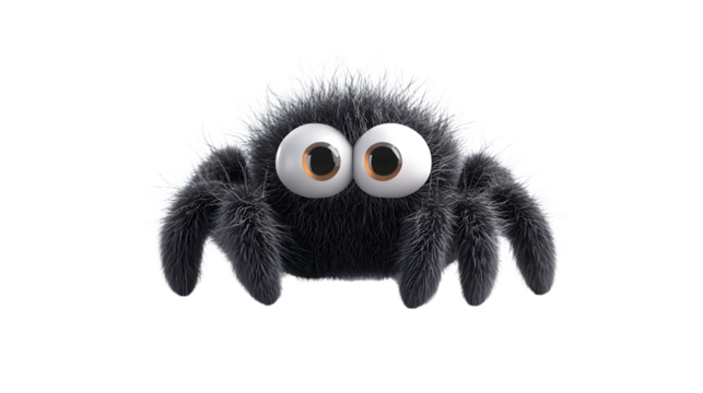 Cute and Charming 3D Spider Illustration on Transparent Background for Creative Projects