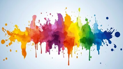 Vibrant rainbow watercolor with fluid gradients and soft transitions, blending pure colors naturally.
