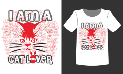 Creative Cat Lover T-shirt Design Template