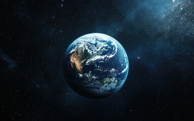 Naklejka premium A mesmerizing picture of the earth from space presented on a black background