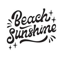Set Monochrome lettering beach stickers collection