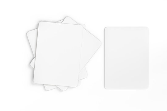 3D Playing cards collectible pack mockup isolated. Blank trading card, cards of poker hand, bet, casino, gambling, board game, game cards or greeting card, invitation, credit card and business card