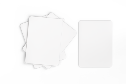 3D Playing cards collectible pack mockup isolated. Blank trading card, cards of poker hand, bet, casino, gambling, board game, game cards or greeting card, invitation, credit card and business card